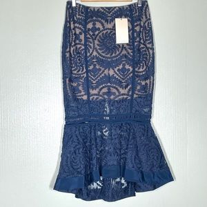 Once/ Was Melbourne Beautiful Lace Skirt in blue ruffled hem removable Sz 2/ S